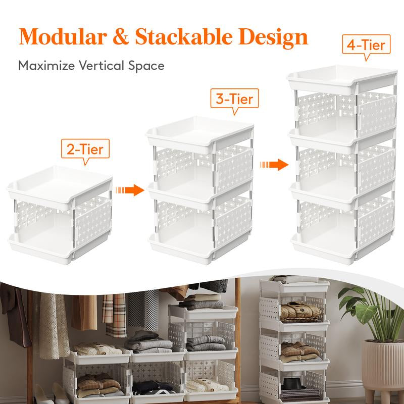Lifewit Stackable Storage Bins Baskets for Closet, Playroom, Kitchen, Food & Pantry Organization, Large Capacity Storage Containers