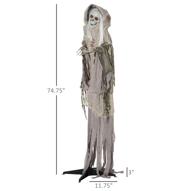 Halloween Decorations Life Size Outdoor Ghost/Clown/Witch, Sound and Motion Activated Animated Prop Animatronic Decor with Light up Eyes, Spooky Sound