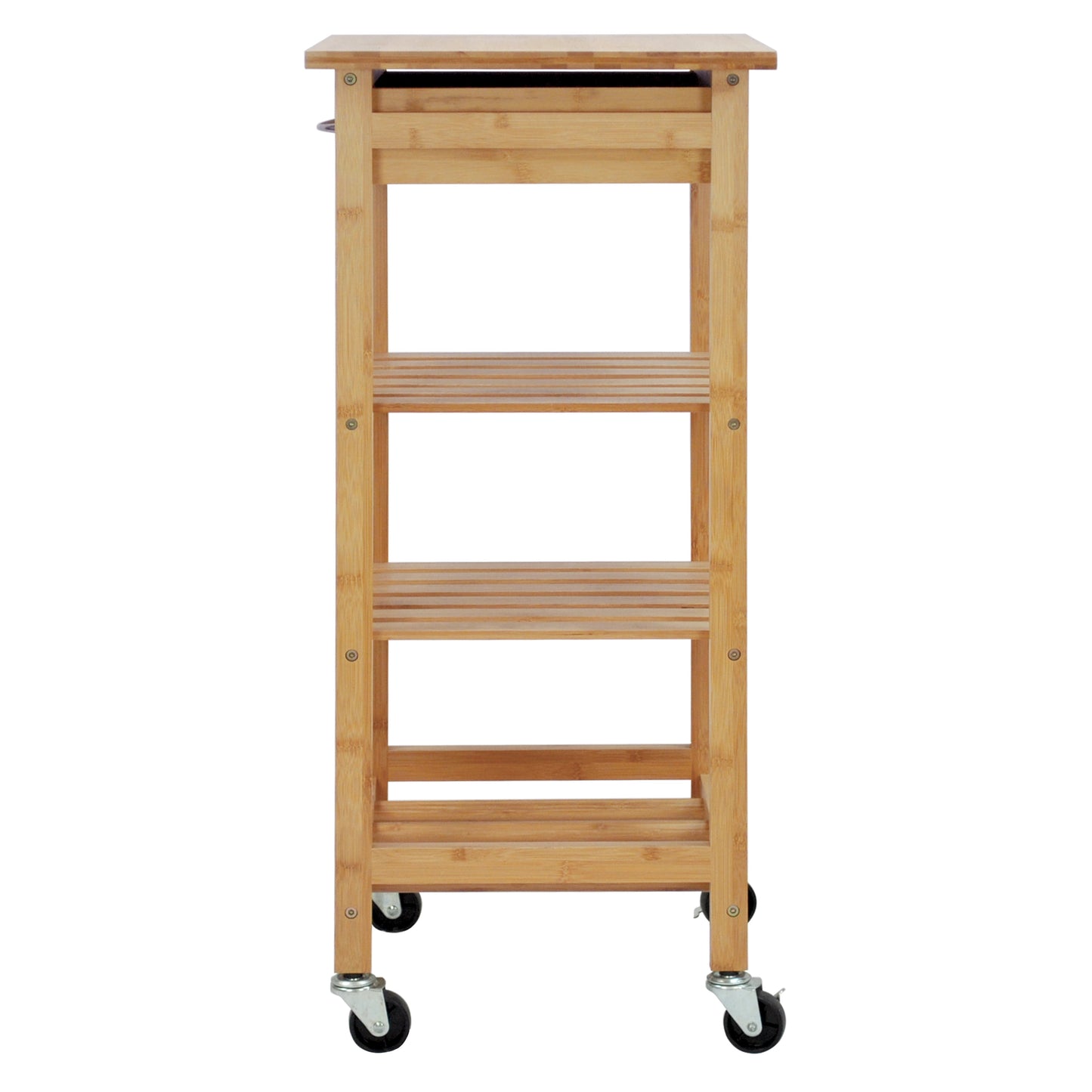 Bamboo Kitchen Trolley, Natural Color, Storage Cart, 15.8 In. L X 14.5 In. W X 32.8 In. H