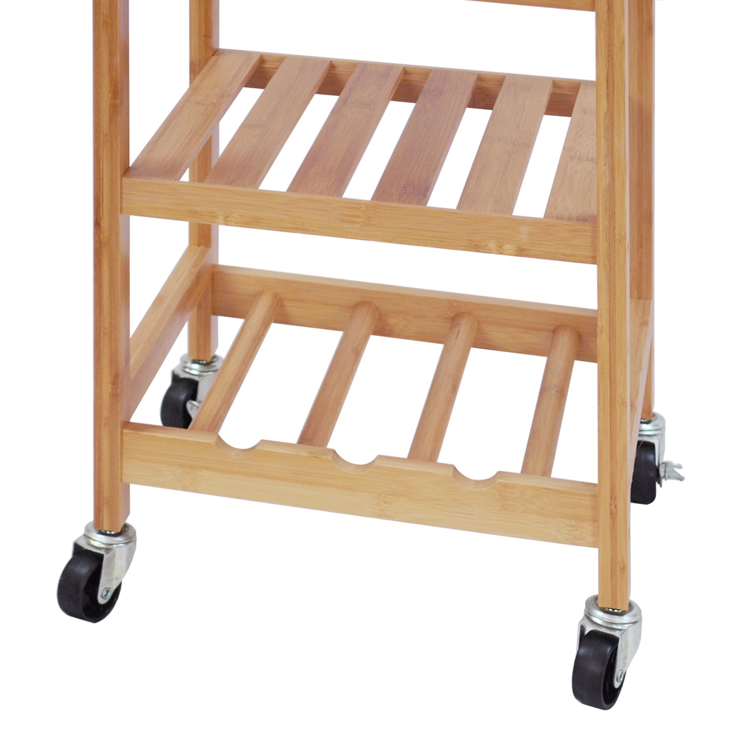 Bamboo Kitchen Trolley, Natural Color, Storage Cart, 15.8 In. L X 14.5 In. W X 32.8 In. H