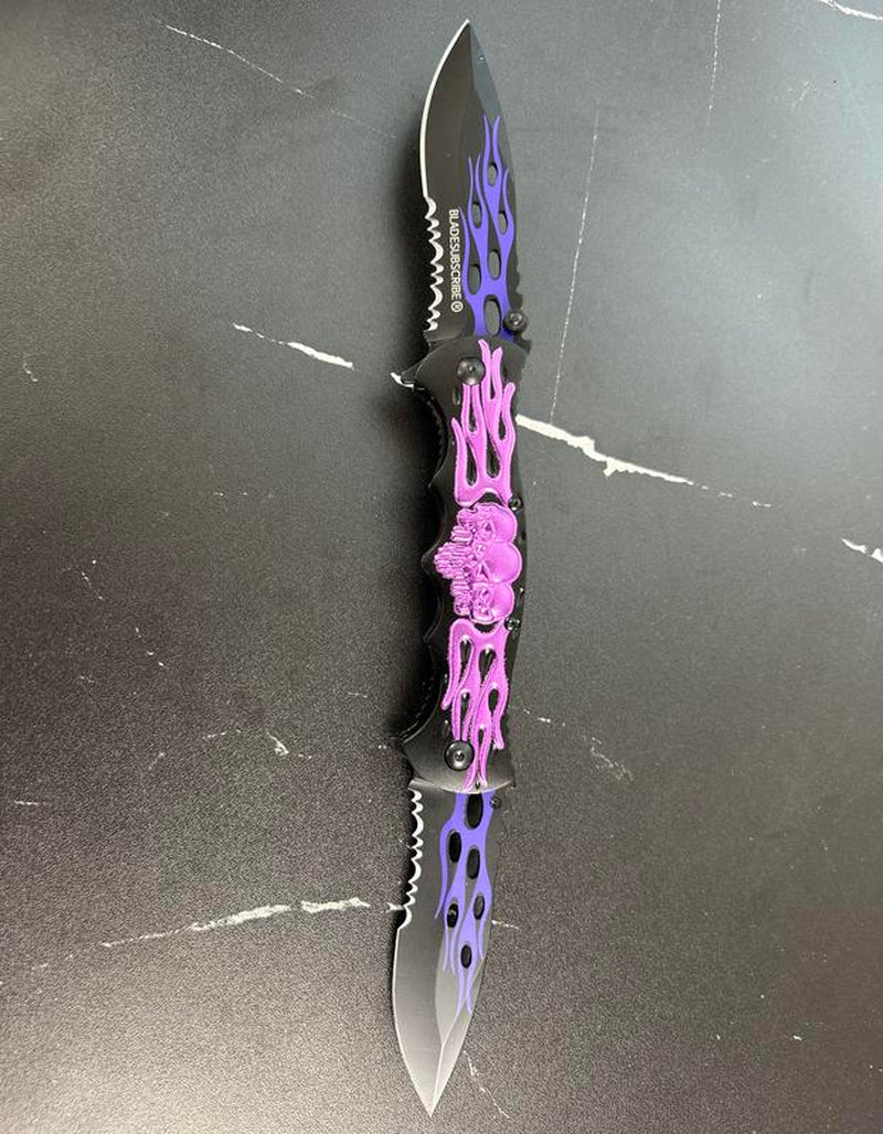 3D Skull Twin Blade Double Blade Folding Knife