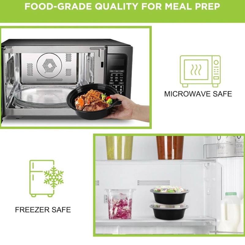 Disposable Tupperware. Meal Prep Containers with Lids - 50 Pack 32 Oz Disposable Bowls for Meal Prep