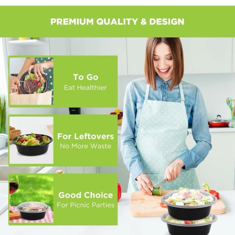 Disposable Tupperware. Meal Prep Containers with Lids - 50 Pack 32 Oz Disposable Bowls for Meal Prep