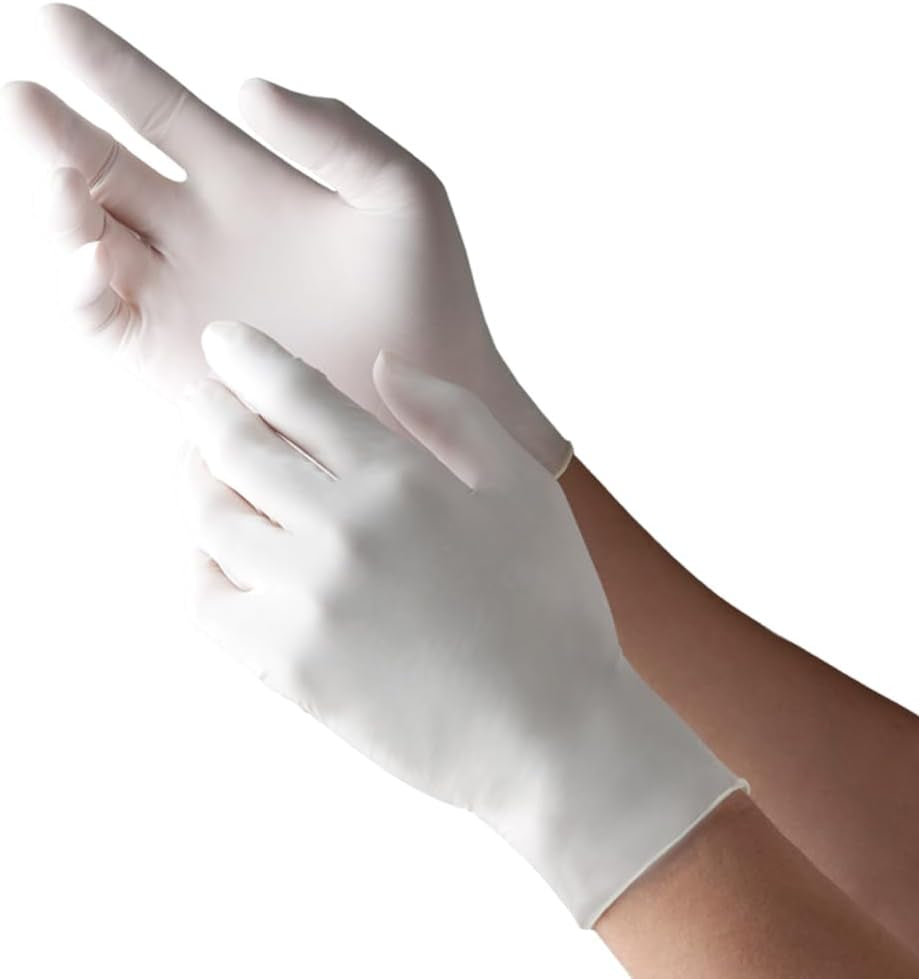 1510 Rubber Latex Disposable Gloves, Non Medical, General Purpose, Food Handling, Food Preparation, Light Industrial, Smooth Finish, Corn Starch Powdered, Natural Color, Large, Box of 100