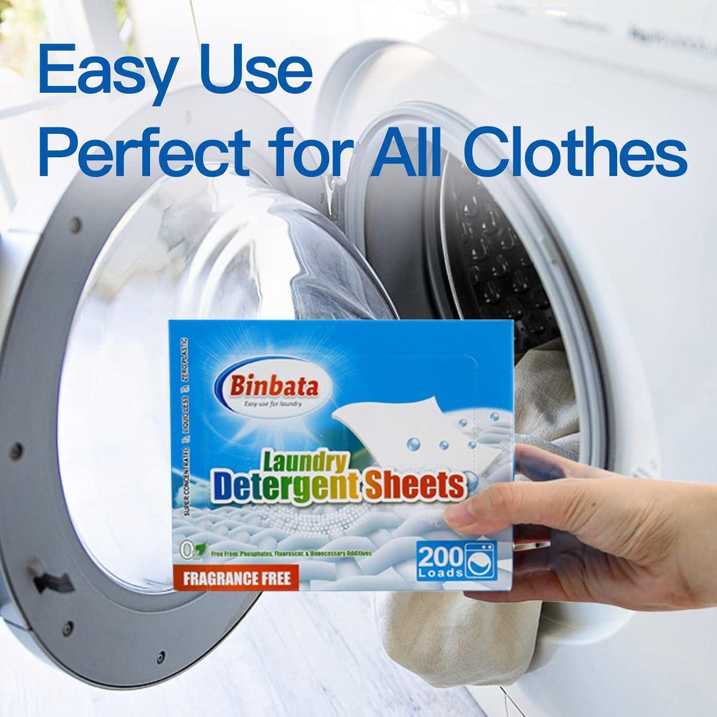 Binbata Laundry Detergent Sheets, 200 Loads Hypoallergenic Eco-Friendly