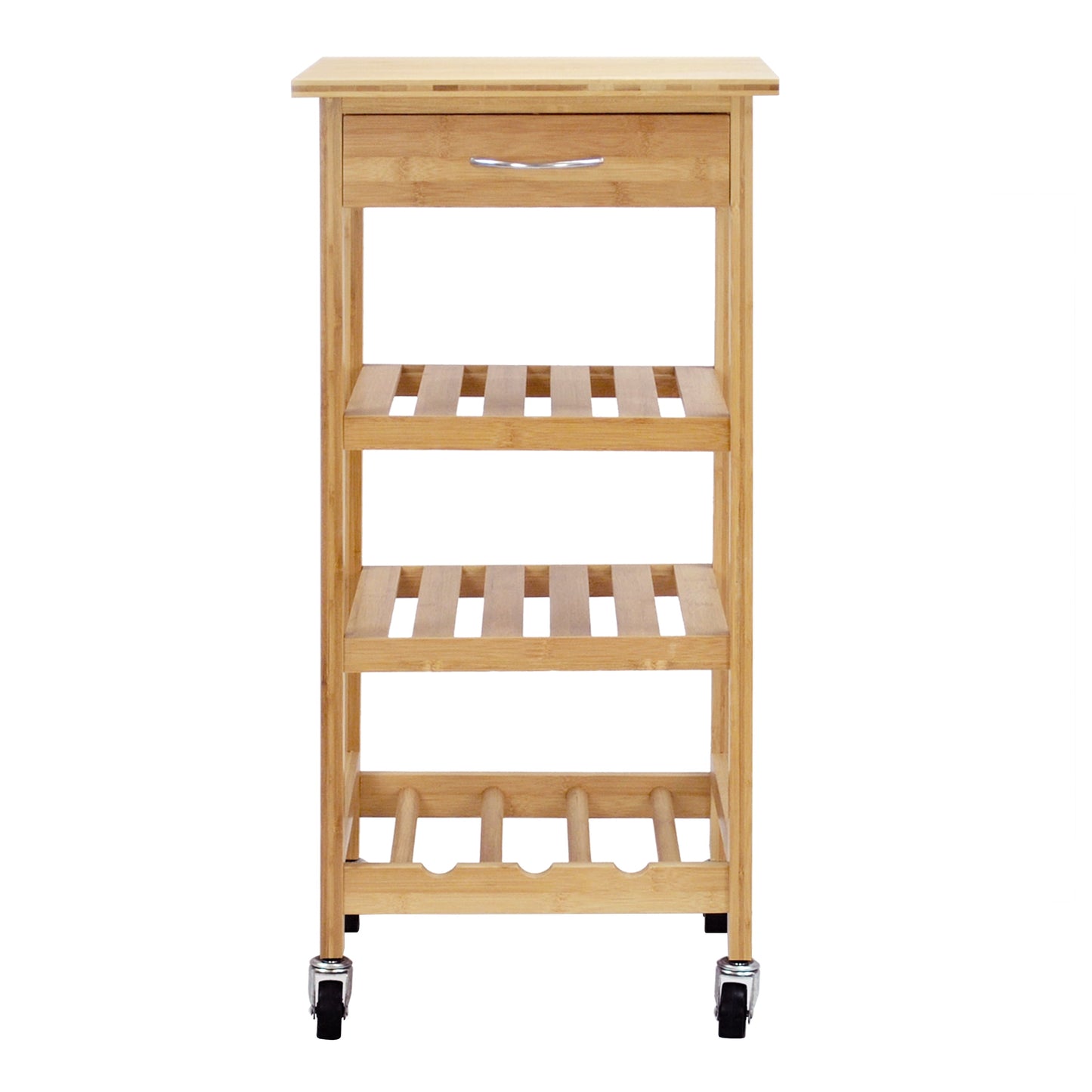 Bamboo Kitchen Trolley, Natural Color, Storage Cart, 15.8 In. L X 14.5 In. W X 32.8 In. H
