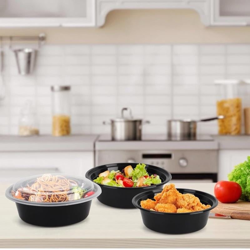 Disposable Tupperware. Meal Prep Containers with Lids - 50 Pack 32 Oz Disposable Bowls for Meal Prep