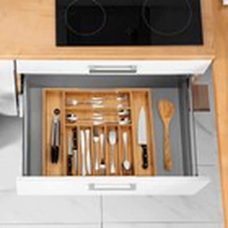 - Large Premium Bamboo Silverware Organizer - Expandable Kitchen Drawer & Ute...