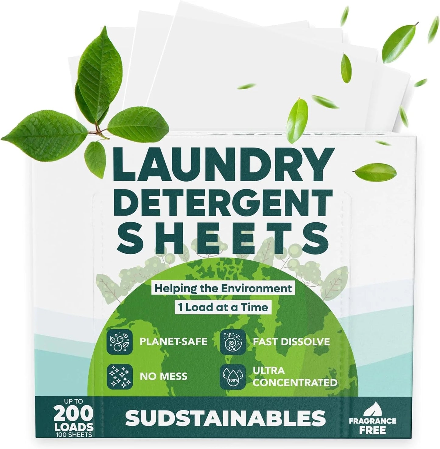 Laundry Detergent Sheets, 100 Laundry Sheets for 200 Loads, Unscented