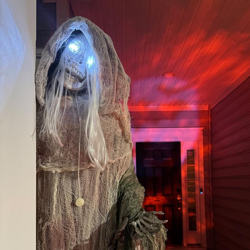 Halloween Decorations Life Size Outdoor Ghost/Clown/Witch, Sound and Motion Activated Animated Prop Animatronic Decor with Light up Eyes, Spooky Sound