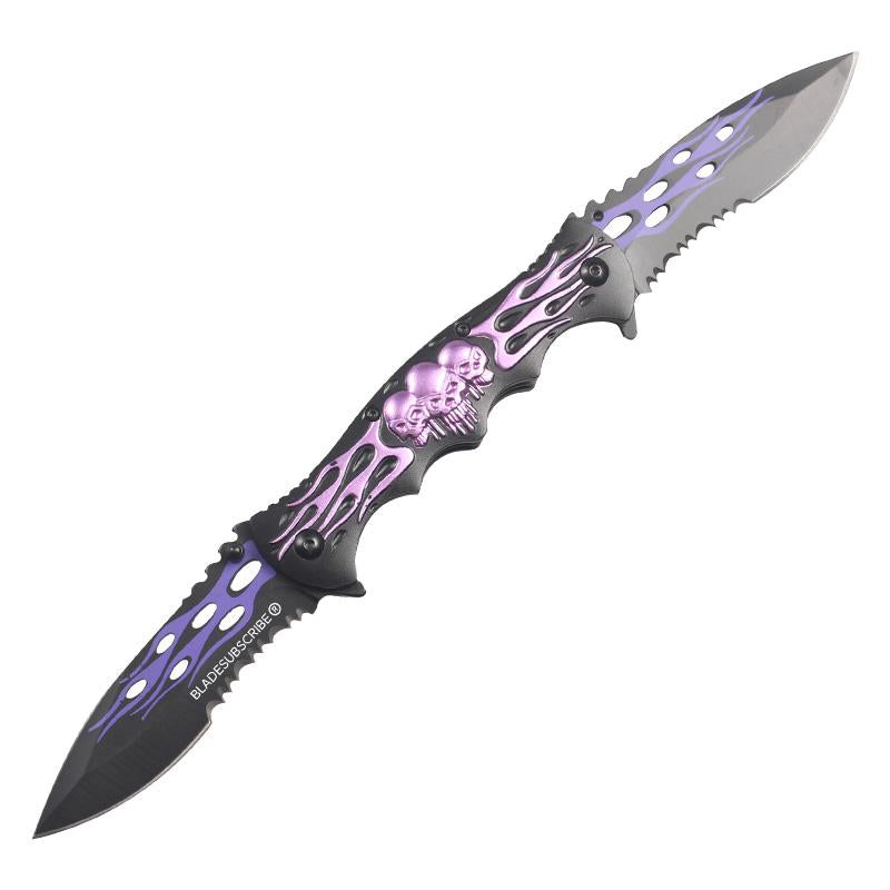 3D Skull Twin Blade Double Blade Folding Knife