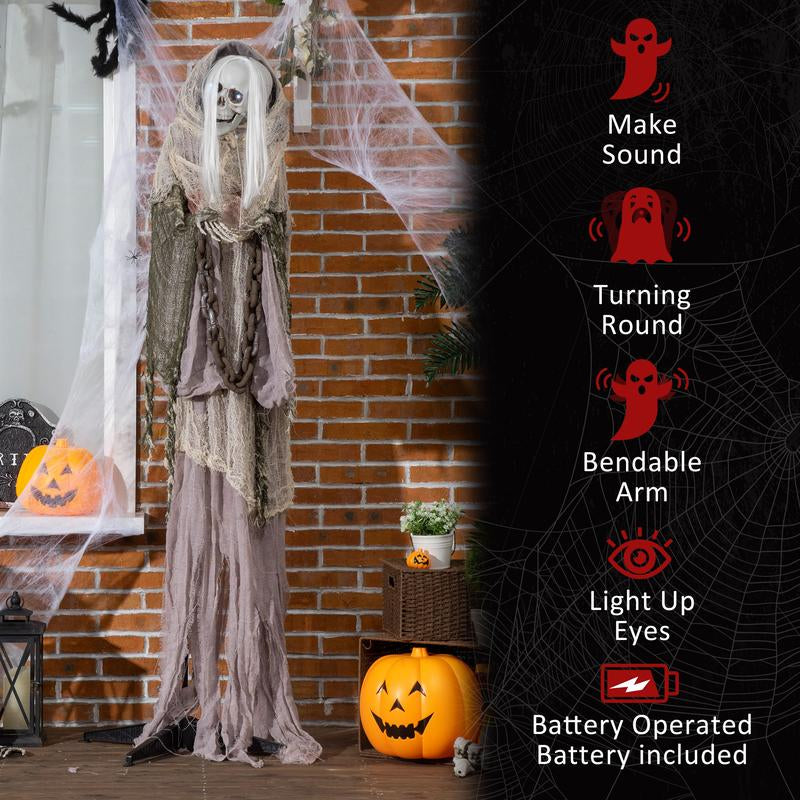Halloween Decorations Life Size Outdoor Ghost/Clown/Witch, Sound and Motion Activated Animated Prop Animatronic Decor with Light up Eyes, Spooky Sound