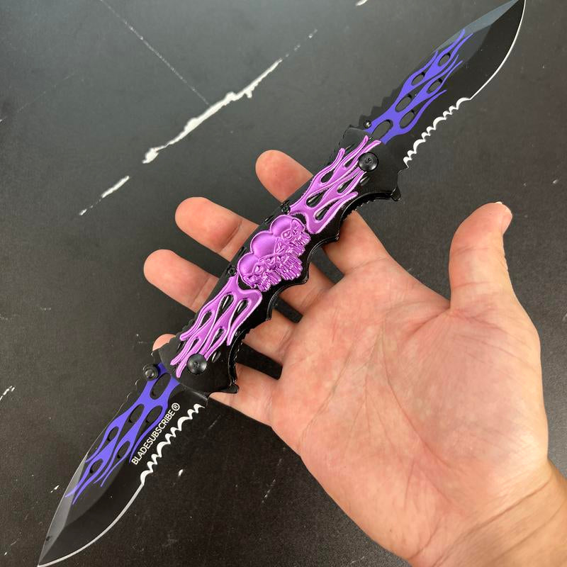 3D Skull Twin Blade Double Blade Folding Knife