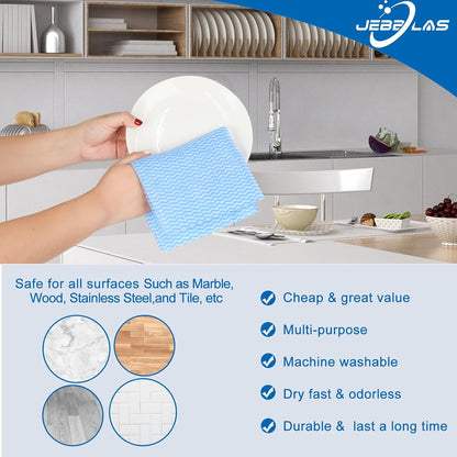 Reusable Handi Wipes Disposable Cleaning Cloths Dish Towels and Dish Cloths Reusable Towels,Handy Cleaning Wipes, 50 Count/Pack,Blue