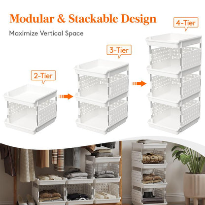 Lifewit Stackable Storage Bins Baskets for Closet, Playroom, Kitchen, Food & Pantry Organization, Large Capacity Storage Containers