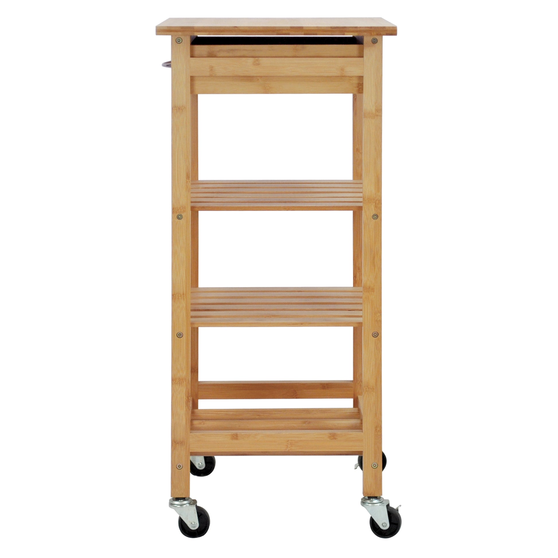 Bamboo Kitchen Trolley, Natural Color, Storage Cart, 15.8 In. L X 14.5 In. W X 32.8 In. H