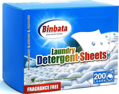 Binbata Laundry Detergent Sheets, 200 Loads Hypoallergenic Eco-Friendly