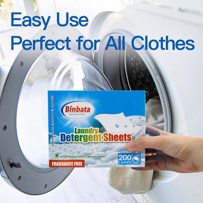 Binbata Laundry Detergent Sheets, 200 Loads Hypoallergenic Eco-Friendly