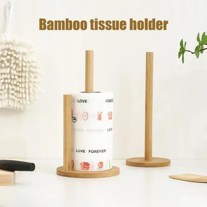 Wooden Paper Towel Holder Stand - Kitchen Paper Hanger Rack Bathroom Towel Roll Stand Organizer Simply Standing Countertop Paper Roll Holder