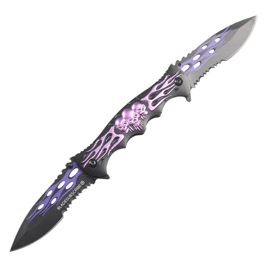 3D Skull Twin Blade Double Blade Folding Knife