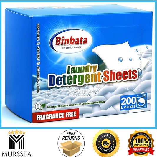 Binbata Laundry Detergent Sheets, 200 Loads Hypoallergenic Eco-Friendly