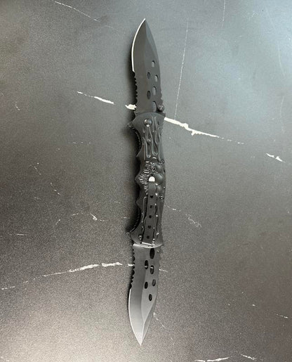 3D Skull Twin Blade Double Blade Folding Knife