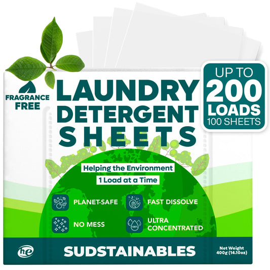 Laundry Detergent Sheets, 100 Laundry Sheets for 200 Loads, Unscented